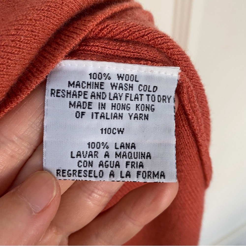 Eileen Fisher Coral Rust Orange V-neck Italian Yarn Wool Sweater Top Size 1X - Picture 9 of 11